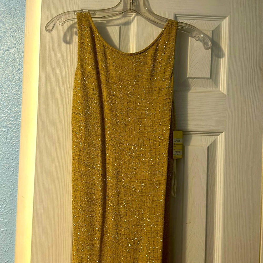 Gold sparkly long dress size 11-12. In good shape